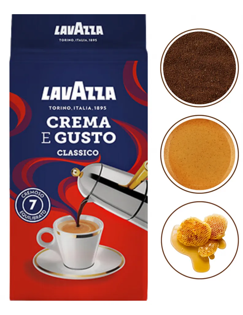 Lavazza Crema e Gusto Classico 250, 250 g, dark roast, Americano, espresso, Arabica and Robusta, bag
