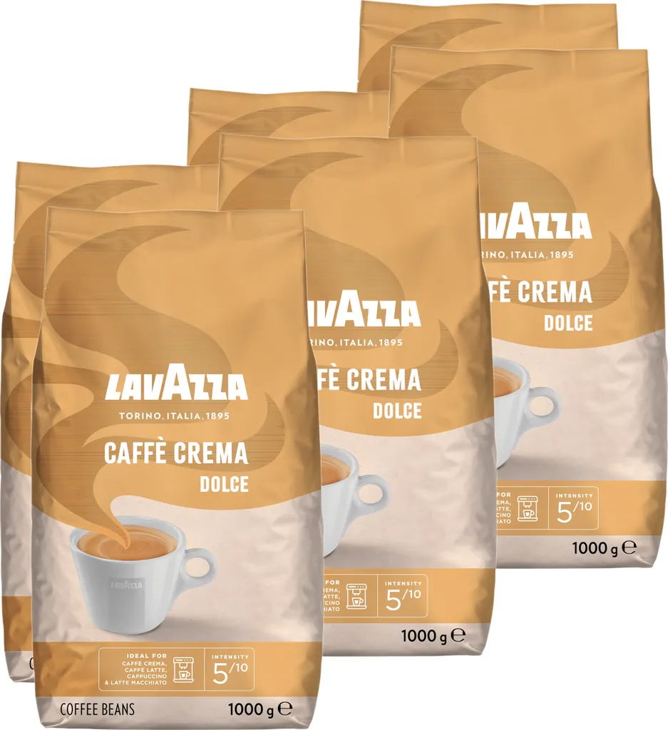 Lavazza Caffe Crema Dolce coffee, whole beans, ground coffee, set, 6 x 1000 g