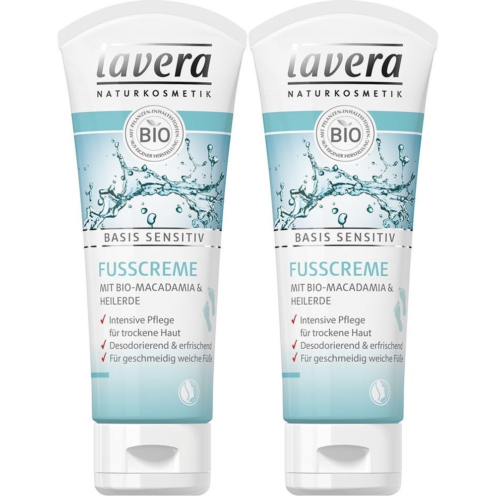 lavera basis sensitive foot cream, 2x75 ml