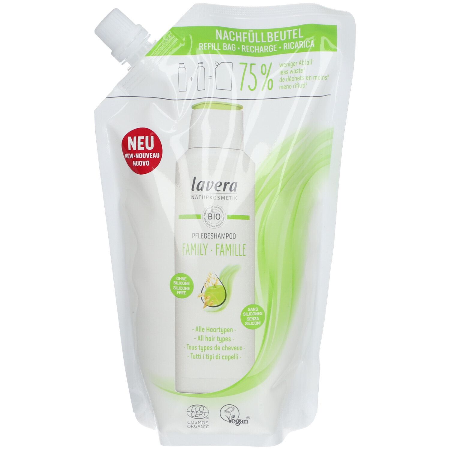lavera refill bag for care shampoo family 500 ml