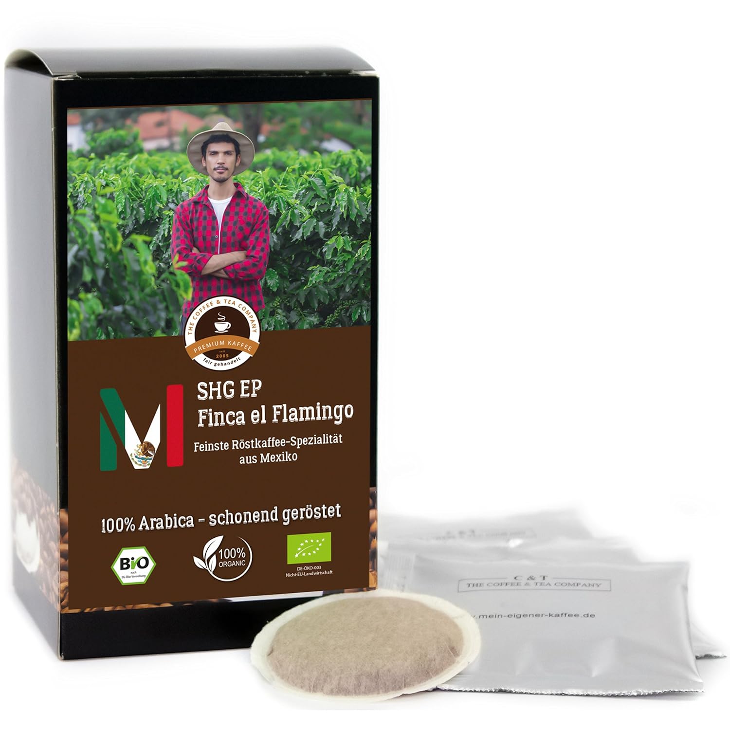 Kaffee Globetrotter Coffee Globetrotter - Bio Mexico Finca El Flamingo - 75 Premium Coffee Pods - for Pod Coffee Machine - Top Coffee - Roasted Coffee from Organic Cultivation