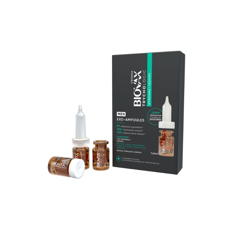 L'biotica BIOVAX Trychologic Exo-Ampoules Hair loss and density Treatment for men 7 x 5 ml