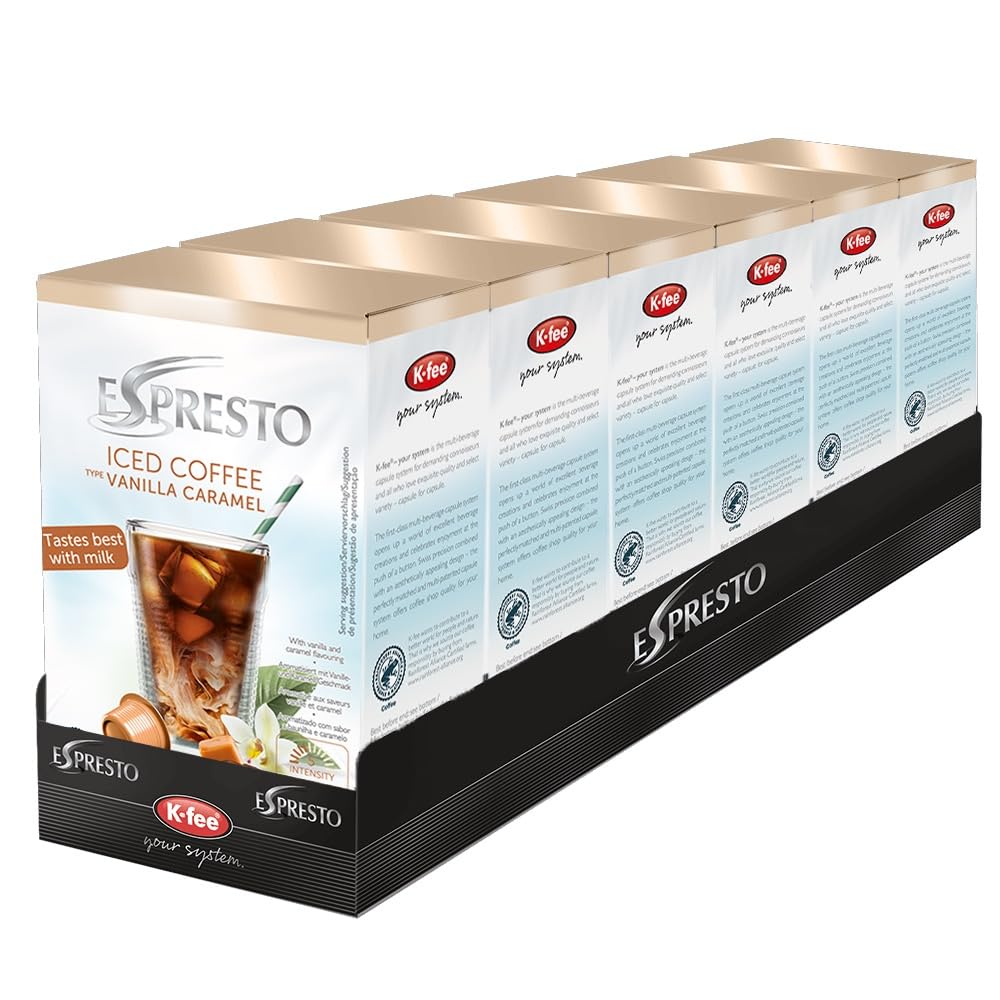 ESPRESTO Iced Coffee Vanilla Caramel | Coffee Capsules | Intensity 5/12 | Compatible with K-fee - your System | RFA Certified | 96 capsules