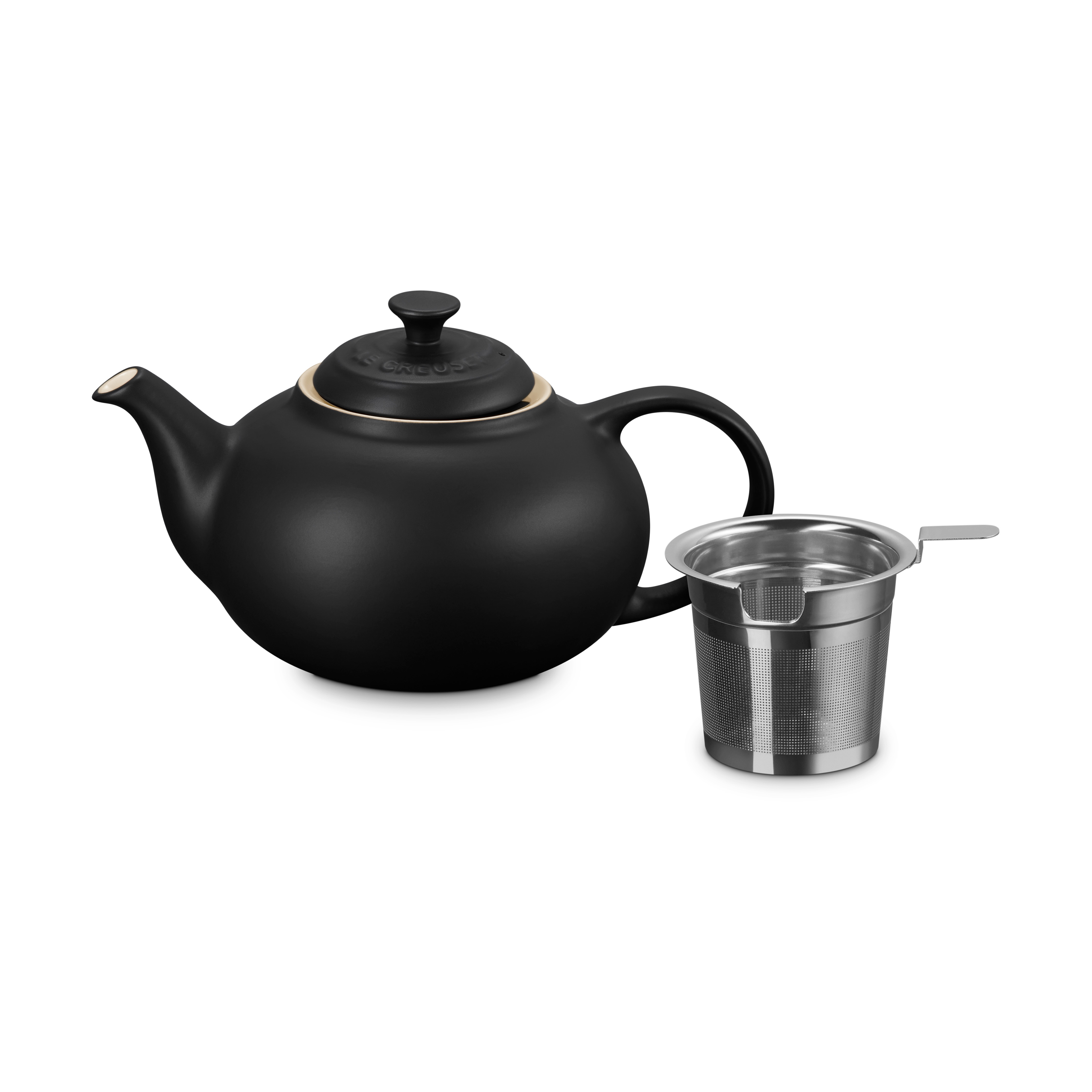 Le Creuset Teapot, Matte Black, with sieve, 1.3L, Black