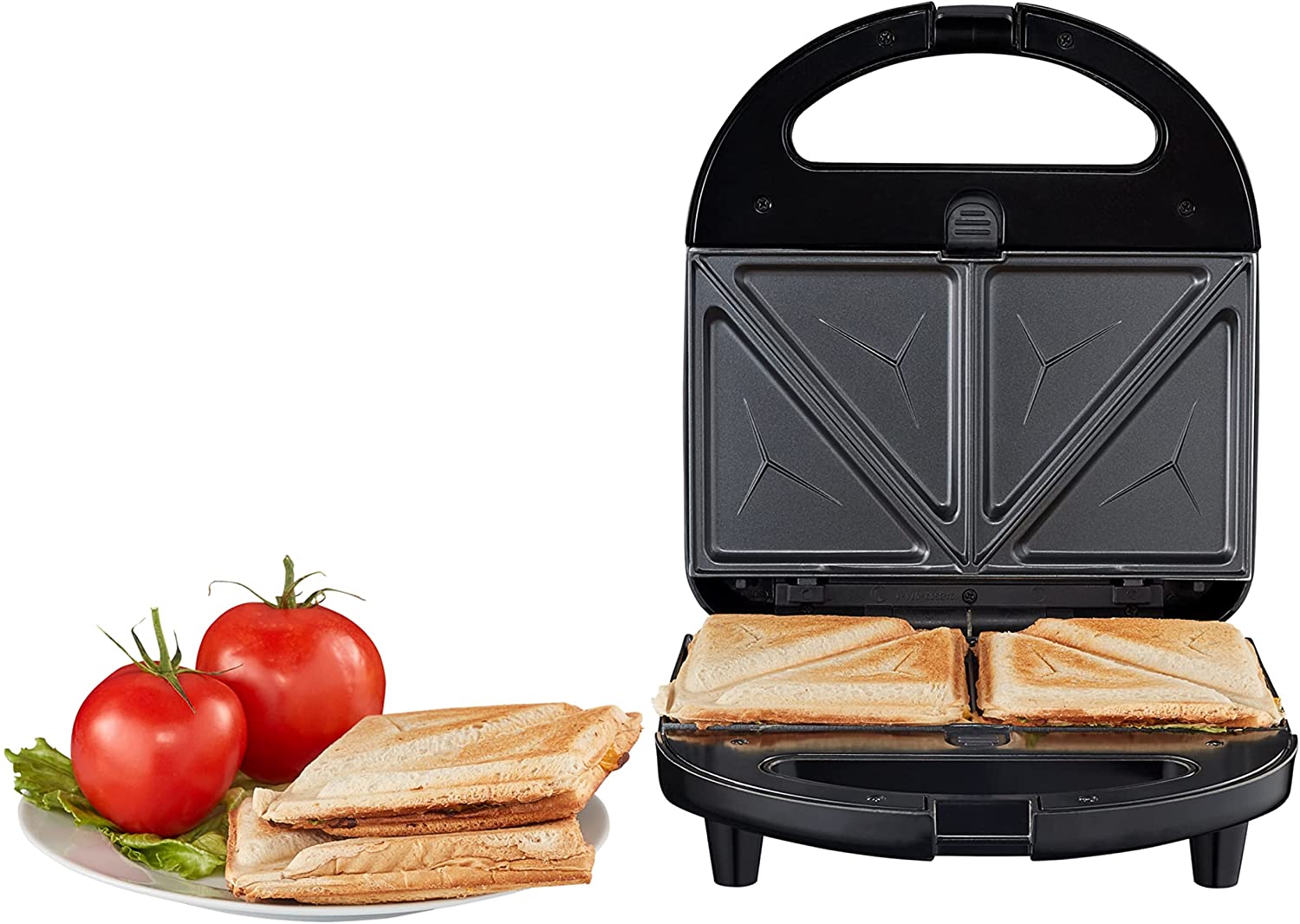 MEDION 3-in-1 Sandwich Toaster, Sandwich Maker with Removable Plates (4 Sandwiches, Panini, Waffle, Up to 1400 Watts, Non-Stick Coating, Temperature Control, Cool Touch Handle)