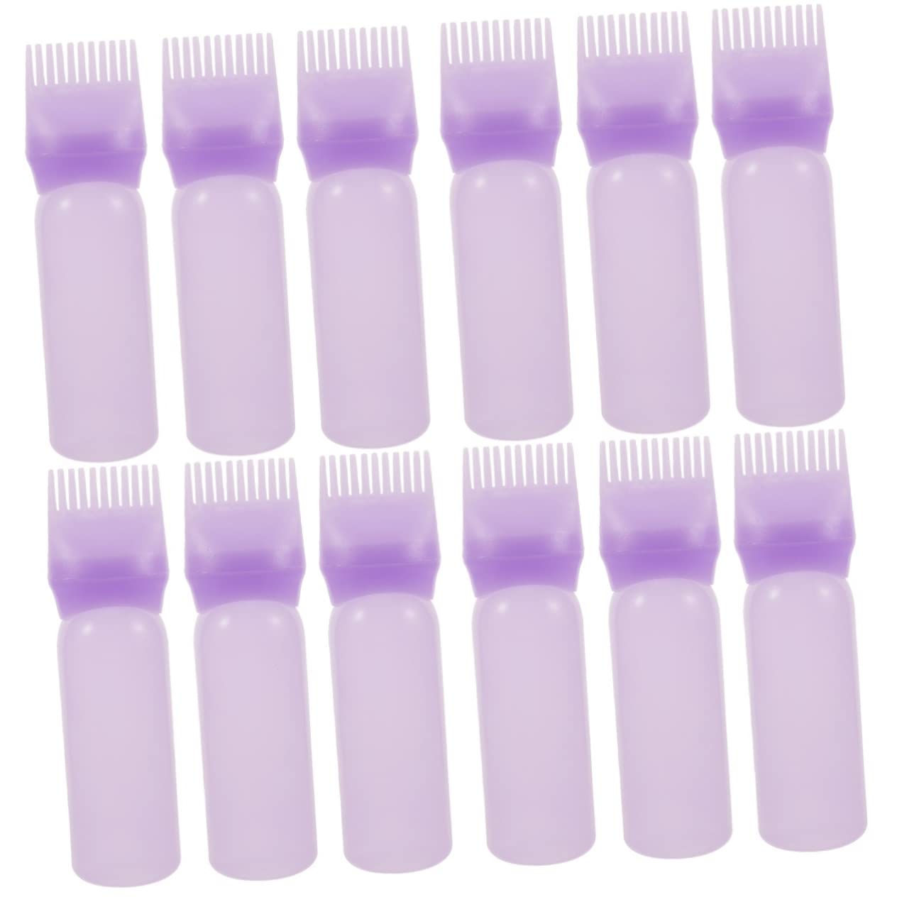 Lurrose Pack of 12 Medicine Bottle Comb Bottle Hair Colour Bottle Applicator Root Comb Applicator Bottle for Hair Oil Plastic Hair Dye Medicine Comb Hair Oil Applicator Bottle for
