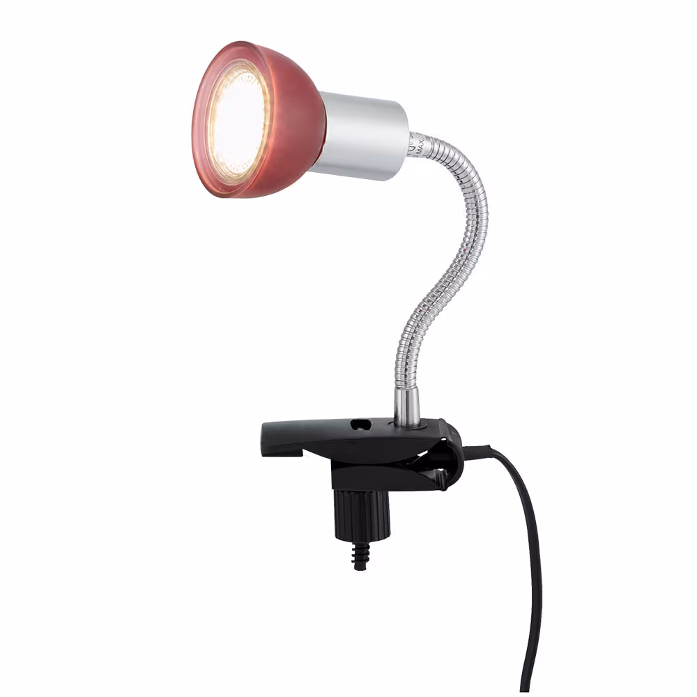 LED clamp light, metal, glass, silver