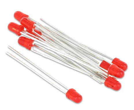 Red LED, 5V, with series resistor, set of 10 pieces