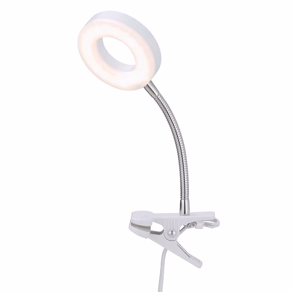 LED table lamp, metal, white