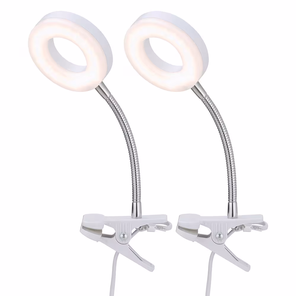 LED table lamp, metal, white, adjustable, set of 2