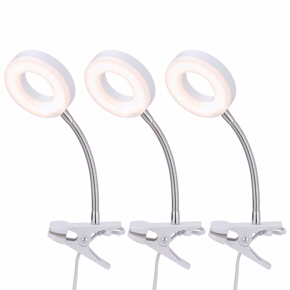 LED table lamp, metal, white