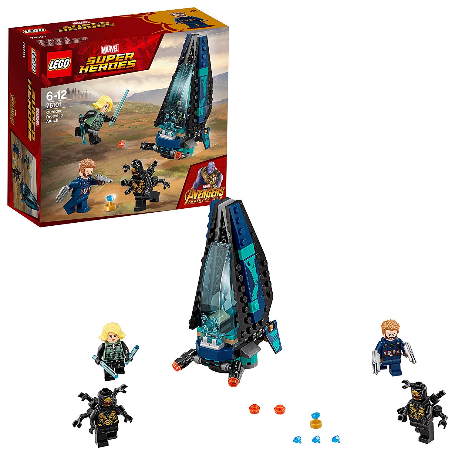 Lego Marvel Super Heroes Outrider Dropship Attack Superhero Toy