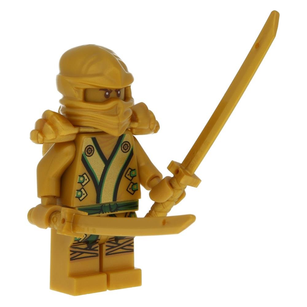 LEGO Ninjago minifigure Lloyd as Golden Ninja with golden swords katanas