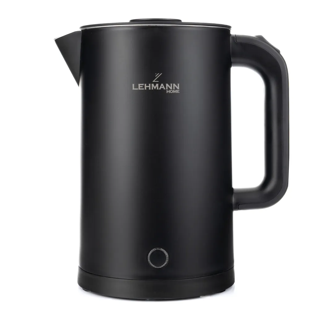 LEHMANN Electric Kettle 2200W 1.7L – LED light, double-walled, automatic shut-off, 360° base, overheat protection, BPA-free, stainless steel
