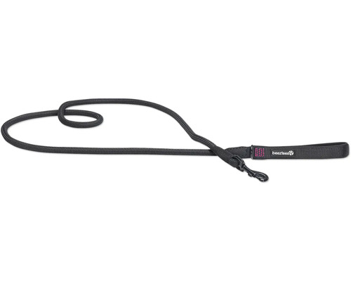 Beeztees Premium Parinca round leash, black, 180 x 1.2 cm, length adjustable, nylon