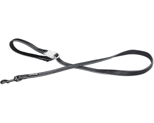 Beeztees Safety Gear Premium dog leash, black, 150 x 2.5 cm, adjustable length, reflective nylon