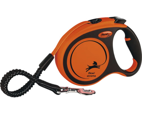 Flexi Xtreme Tape L 5m retractable leash, orange/black, up to 65 kg