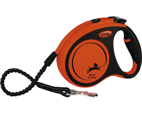 Flexi Xtreme Tape M 5m retractable leash, orange/black, up to 35 kg