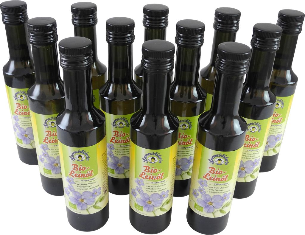 Kunella Feinkost Cold-pressed linseed oil "Spreewälderin" 12-pack (12 bottles of 250 ml each)