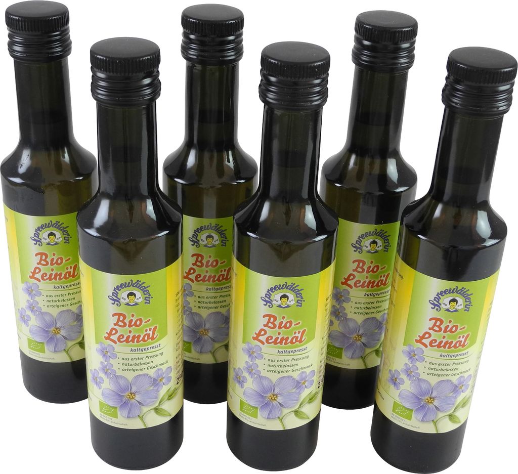 Kunella Feinkost Cold-pressed linseed oil "Spreewälderin" 6-pack (6 bottles of 250 ml each)