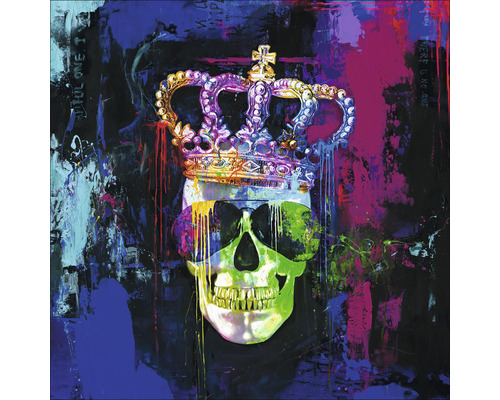 Pure Living Canvas picture Original Colorful Skull 90x90 cm