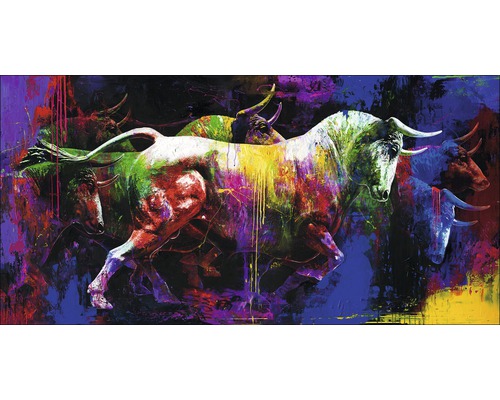 Pure Living Canvas picture Original Colorful Bull 90x180 cm
