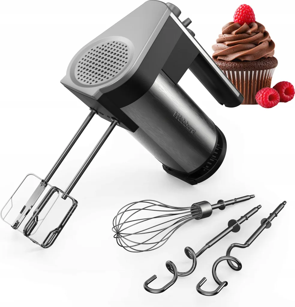 WEBBER Powerful 500W hand mixer with 5 speeds + 5 attachment discs and soft start