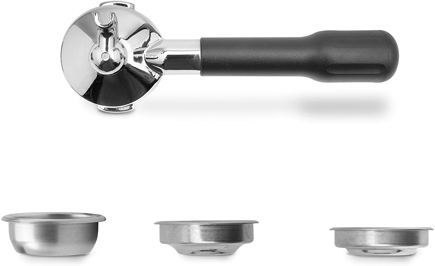 Lelit PLA571S LELIT57 Portafilter with 1 Spout, Stainless Steel, Black Handle, 57.35 mm
