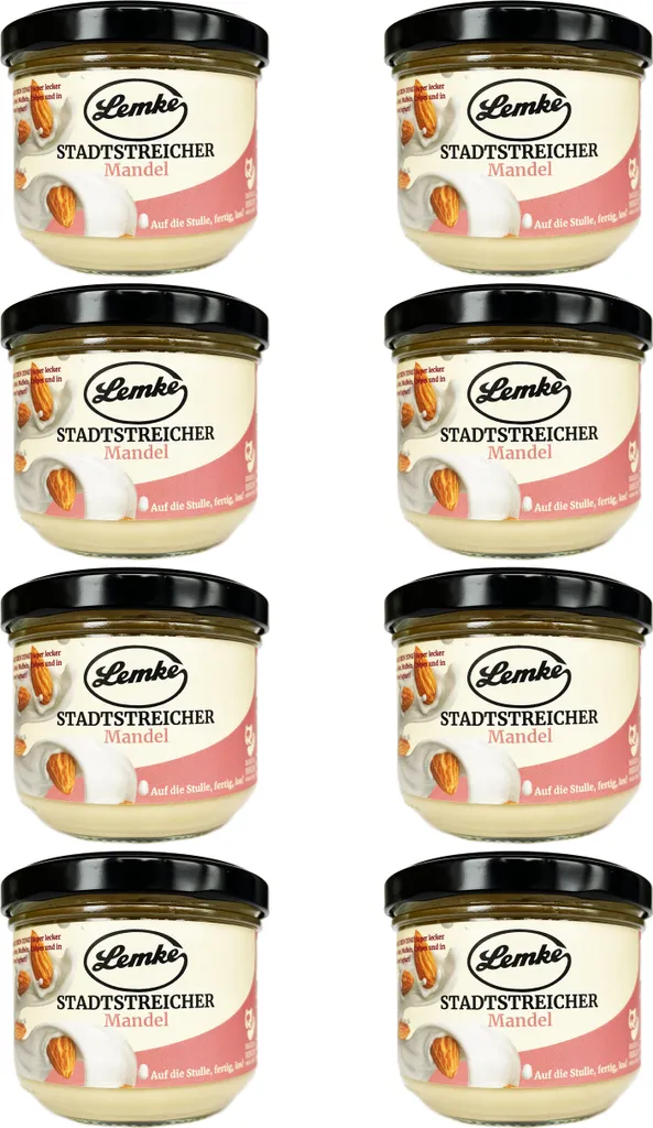 Georg Lemke Lemke Stadtstreicher Almond Cream, 8 x 250g | Fine, creamy almond cream for bread and pastries