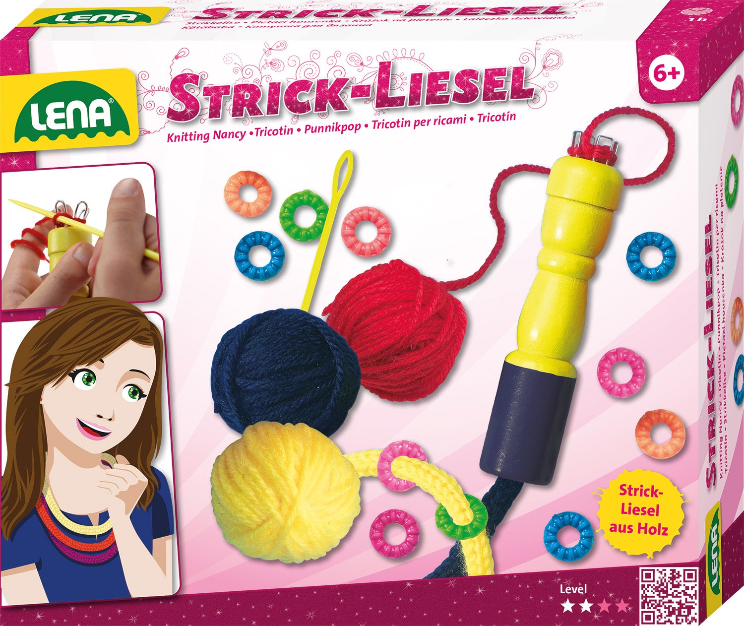simm spielwaren Lena Fashion Craft Kit Knitting Dolly Multicoloured