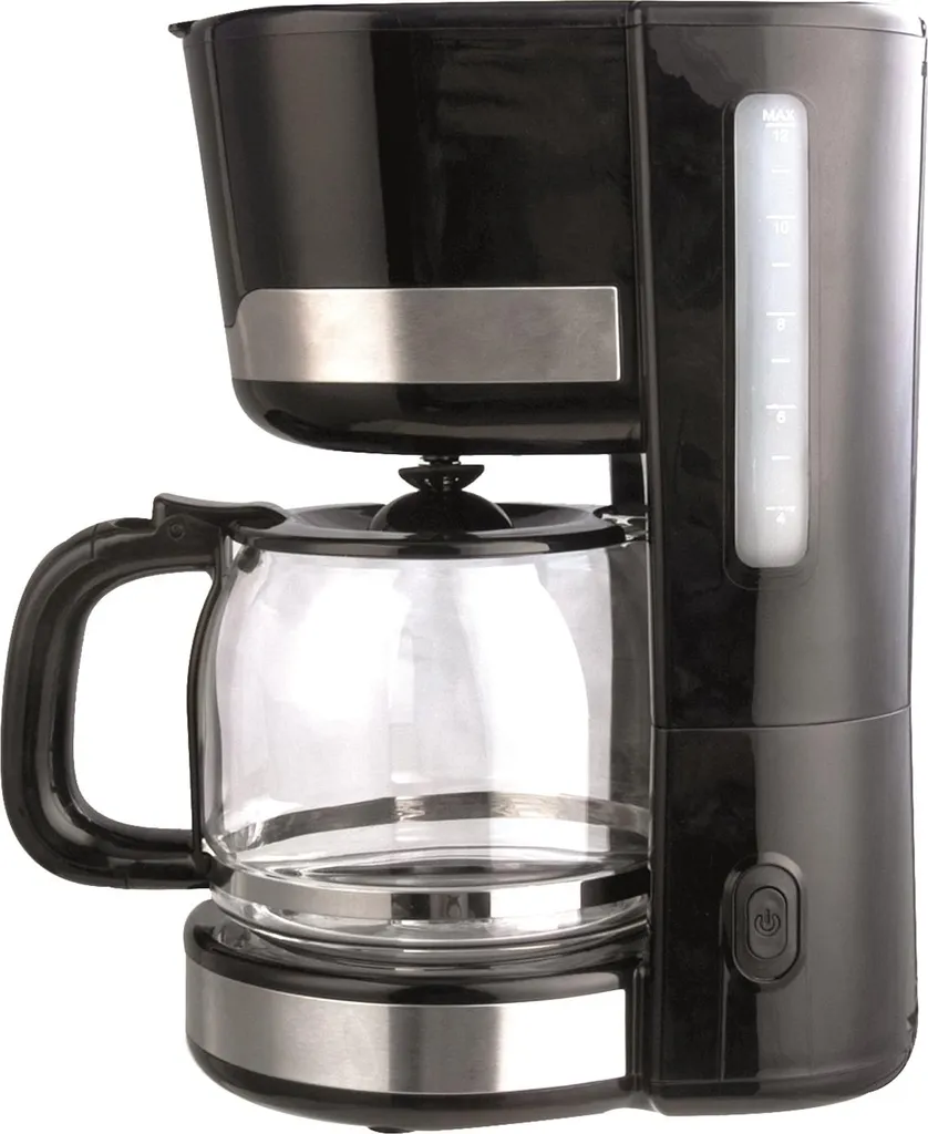 LENTZ coffee machine, 1.5 liter, with permanent filter and measuring spoon, black with stainless steel accents