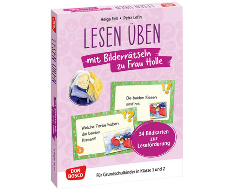 Practicing reading with picture puzzles: Mother Hulda
