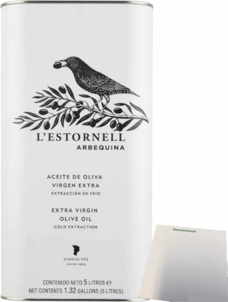 L’Estornell Arbequina Extra Olive Oil (5L can) + usy block 5000 ml