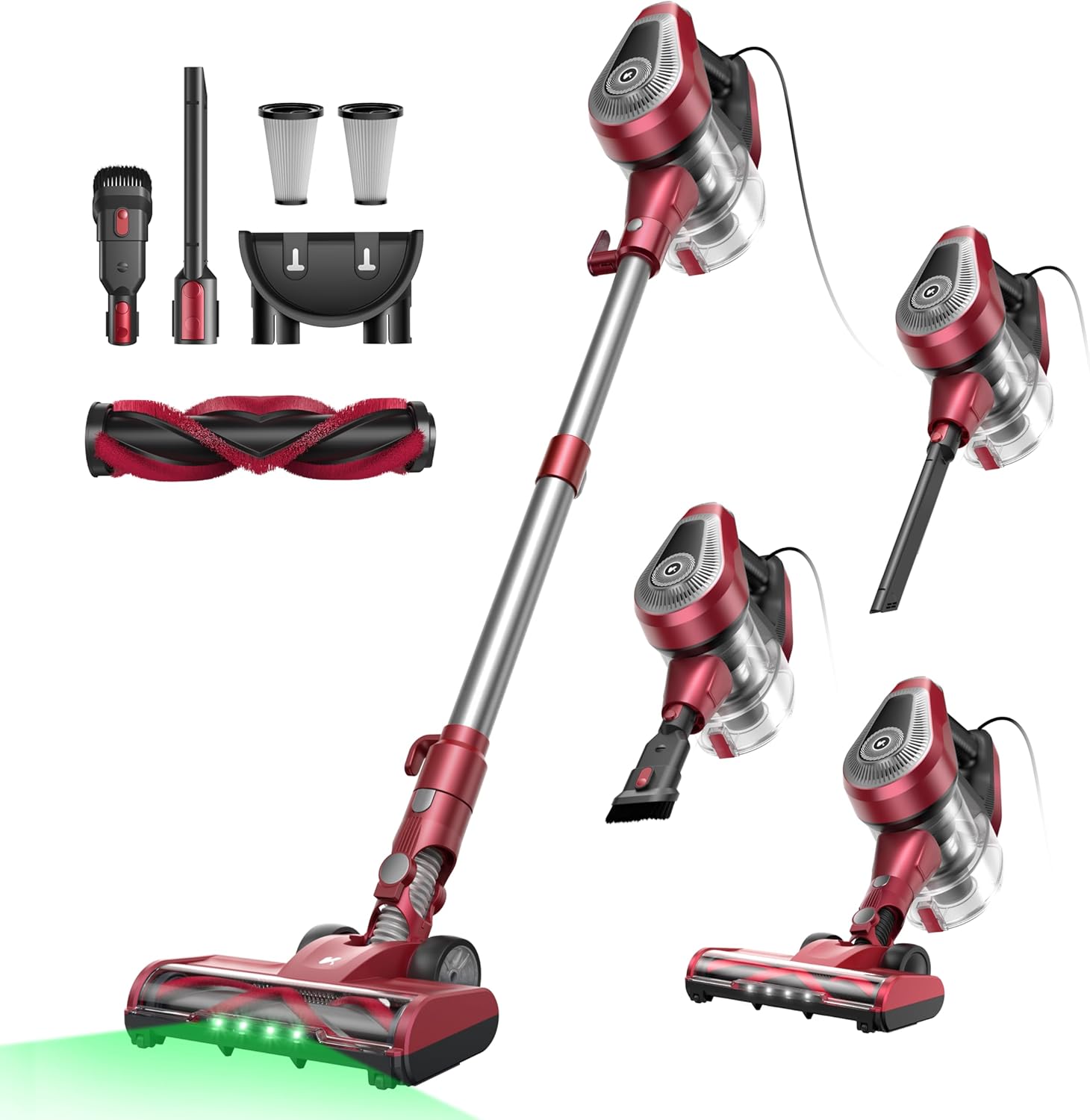 Vexilar C8 Vacuum Cleaner with Cable - 600 W/60 kPa Handheld Vacuum Cleaner with 7 m Cable Length, Tangle-Free Electric Upgrade Floor Brush, 1.5 L Bagless Container for Hard Floors, Carpets, Pet Hair