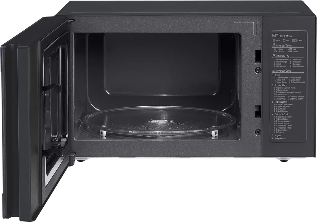 LG NeoChef MH6565CPW Microwave Oven, Black, with Grill, Flat Surface, 25 L, 1000 W