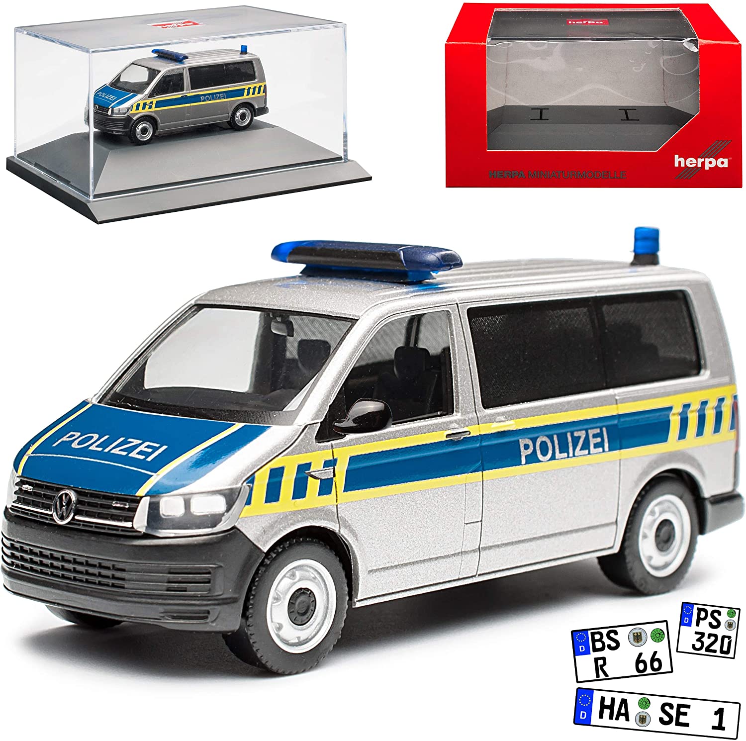Herpa VW Volkswagen T6 Police Saxony Anhalt Persons Transporter Silver T5 From 2 Fac