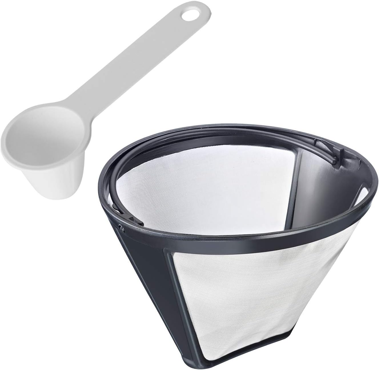 Westmark 244322e6 Coffee Set 2 Pieces Permanent Filter Size 4 and Coffee Dosing Spoon for 6 g Coffee, Plastic/Stainless Steel, White/Silver/Black