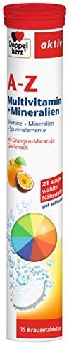 Doppelherz A-Z Multivitamin and Minerals and Trace Elements with Orange Passion Fruit Flavour, 6 x 15 Effervescent Tablets