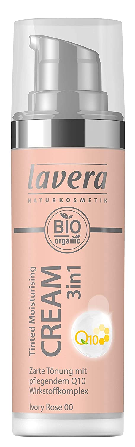 lavera Tinted Moisturising Cream 3-in-1 Q10 Ivory Rose Tinted Moisturising Cream Skin Care and Colour Vegan Natural Cosmetics Natural Makeup Organic Plant Ingredients 100% Natural (1 x 30 ml)