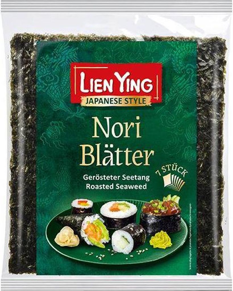 Rila Lien Ying Nori Sheets 7 pieces for sushi, vegan, high in protein 38g
