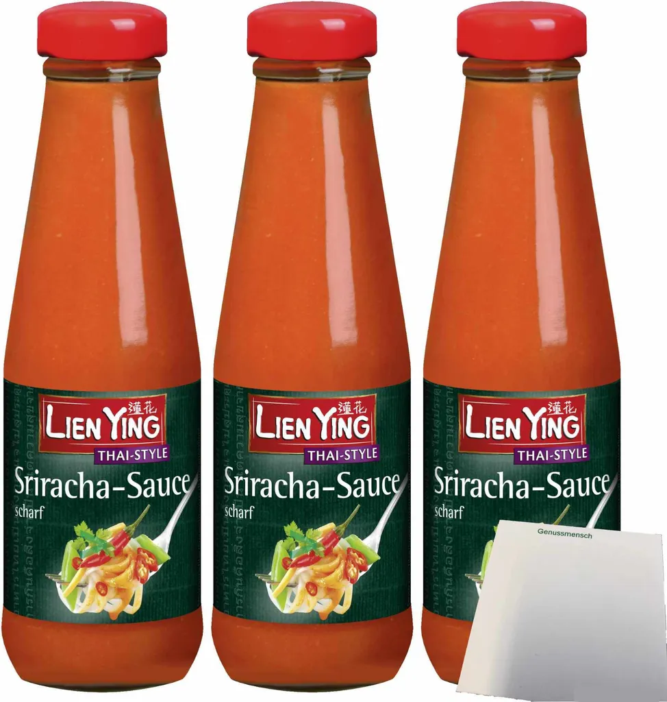 Lien Ying Thai Style Sriracha Sauce Hot 3-pack (3x200ml Bottle) + usy Block