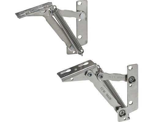 Hettich Lift fitting "Lift Junior" with spring, nickel-plated - with opening angle 75°