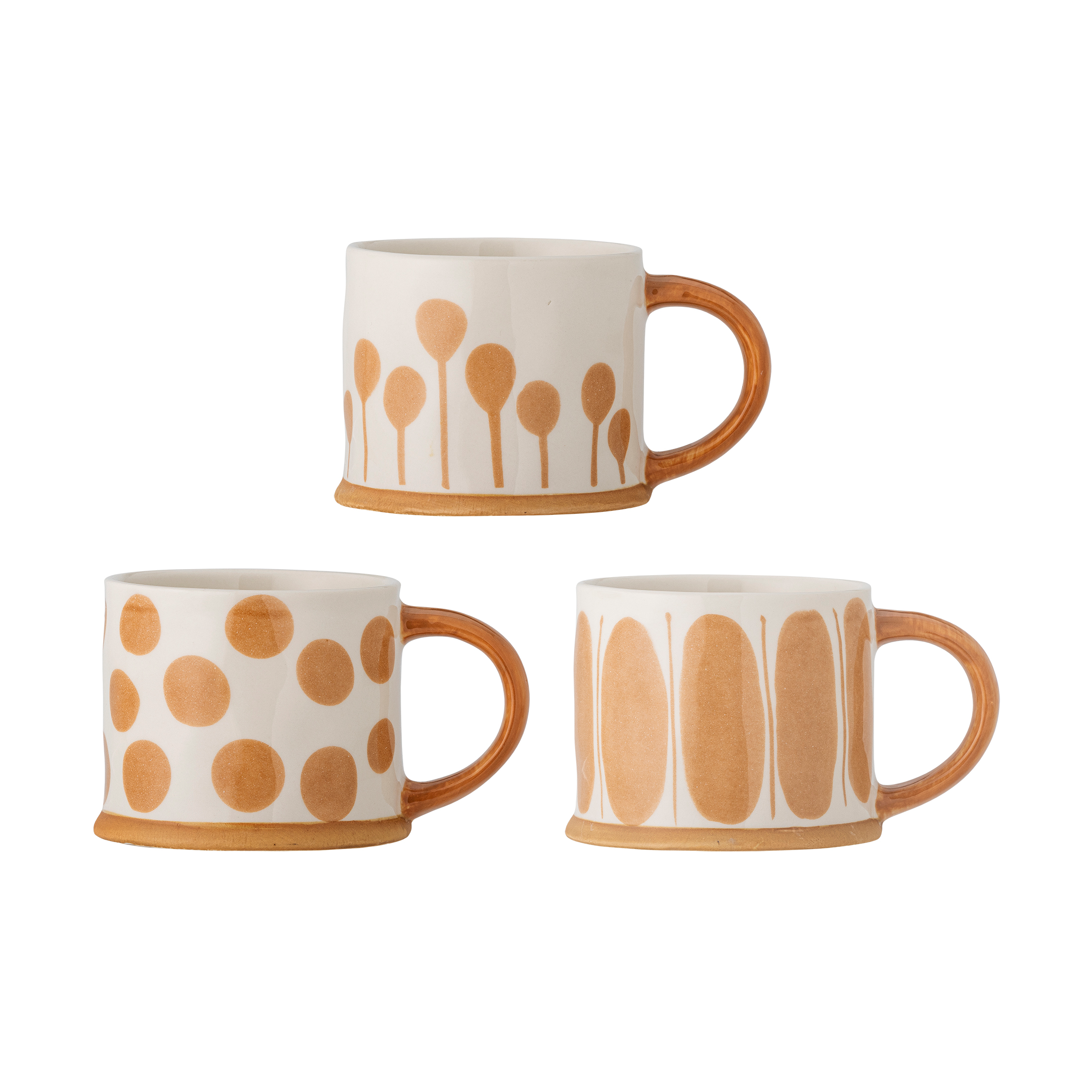 Bloomingville Linora Mug 45 cl 3-Pack, White-Brown