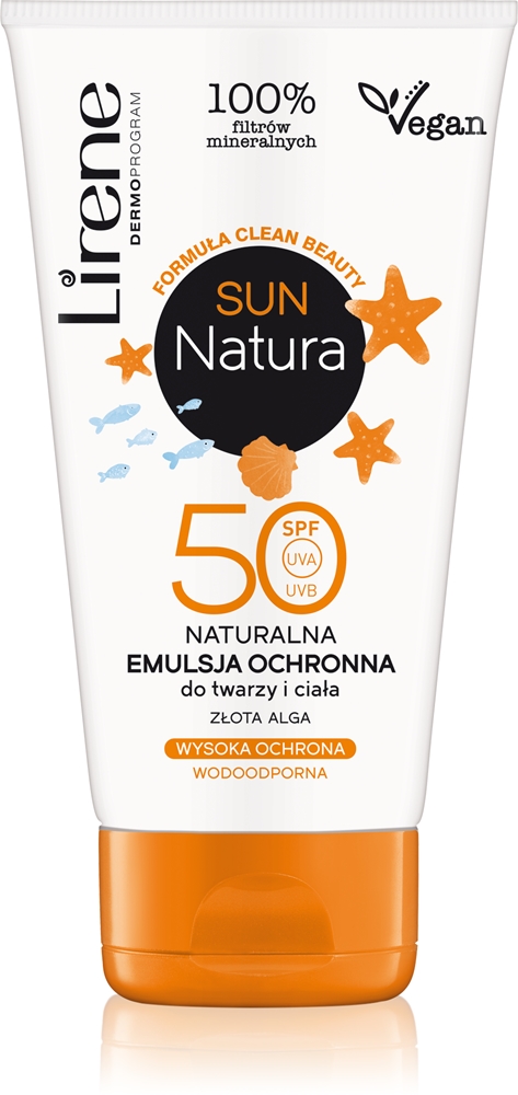Lirene Sun Natura moisturizing and protective emulsion for face and body SPF 50