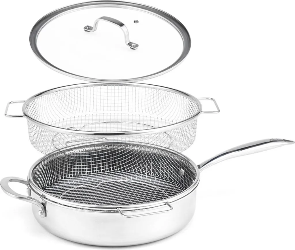 Livington Titan Pan 28cm - Stainless Steel High-Sided Pan - Oven-Safe Pan