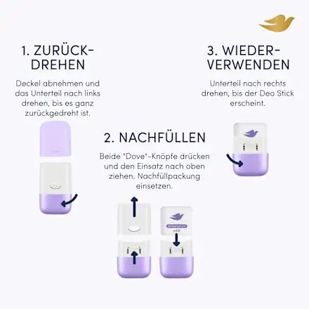 Dove Antiperspirant deodorant stick with violet and tonka bean scent, refill pack, 35 ml