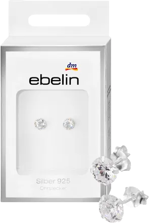 ebelin Stud earrings, 925 sterling silver with rhinestones, 2 pieces