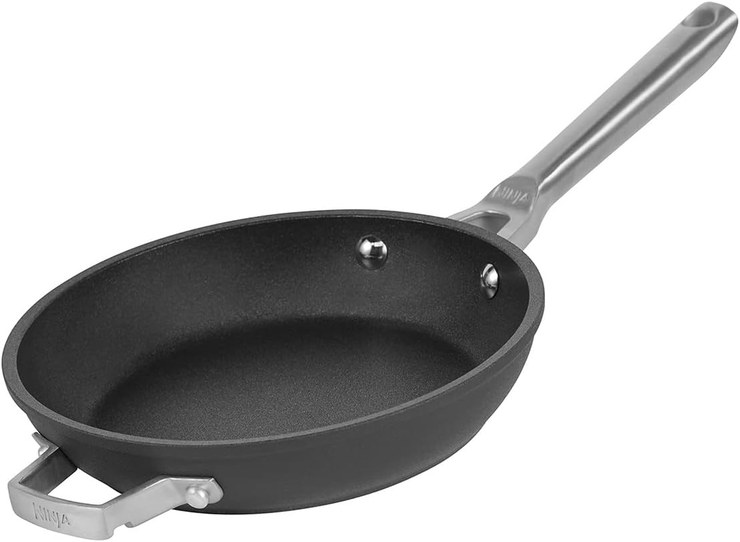 Ninja Foodi ZEROSTICK Stackable Frying Pan 20 cm, Hard Anodized Aluminum, Durable, Space-Saving, Suitable for Induction Cookers, Oven and Dishwasher Safe, Gray C50020EU