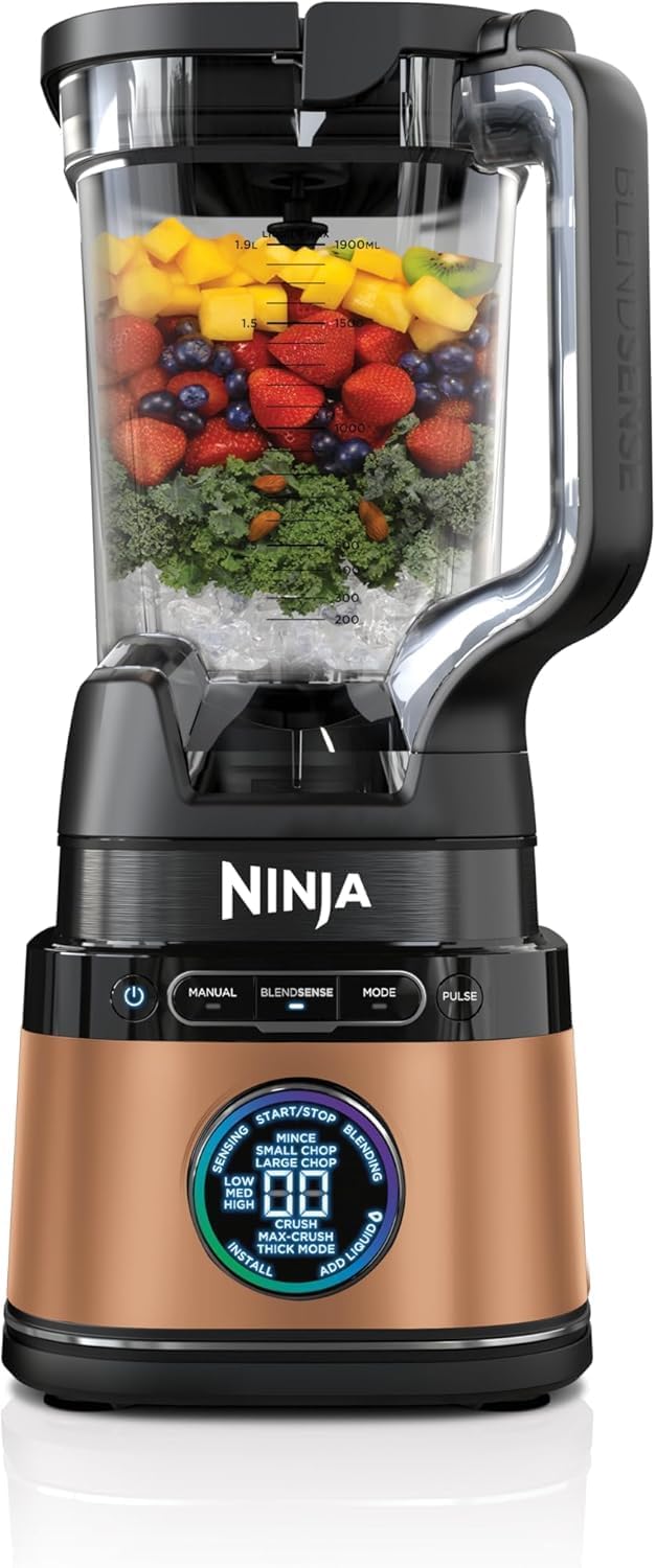 Ninja 2-in-1 Detect Power Mixer Pro & Single Serve, 1200W Mixer with Jug, & Single Serve Container, Smoothies Mixing, Chopping Vegetables & Mixing Frozen Drinks, Copper/Black, TB301EUCP