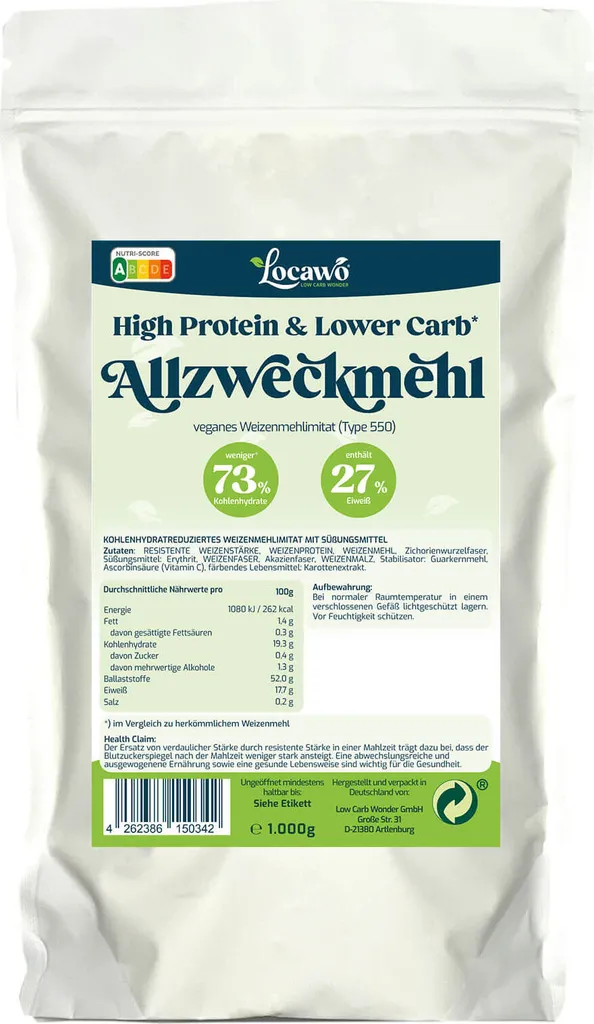 Low Carb Wonder Locawo High Protein & Low Carb* All-Purpose Flour | Flour Substitutes | Family Pack | 1,000g
